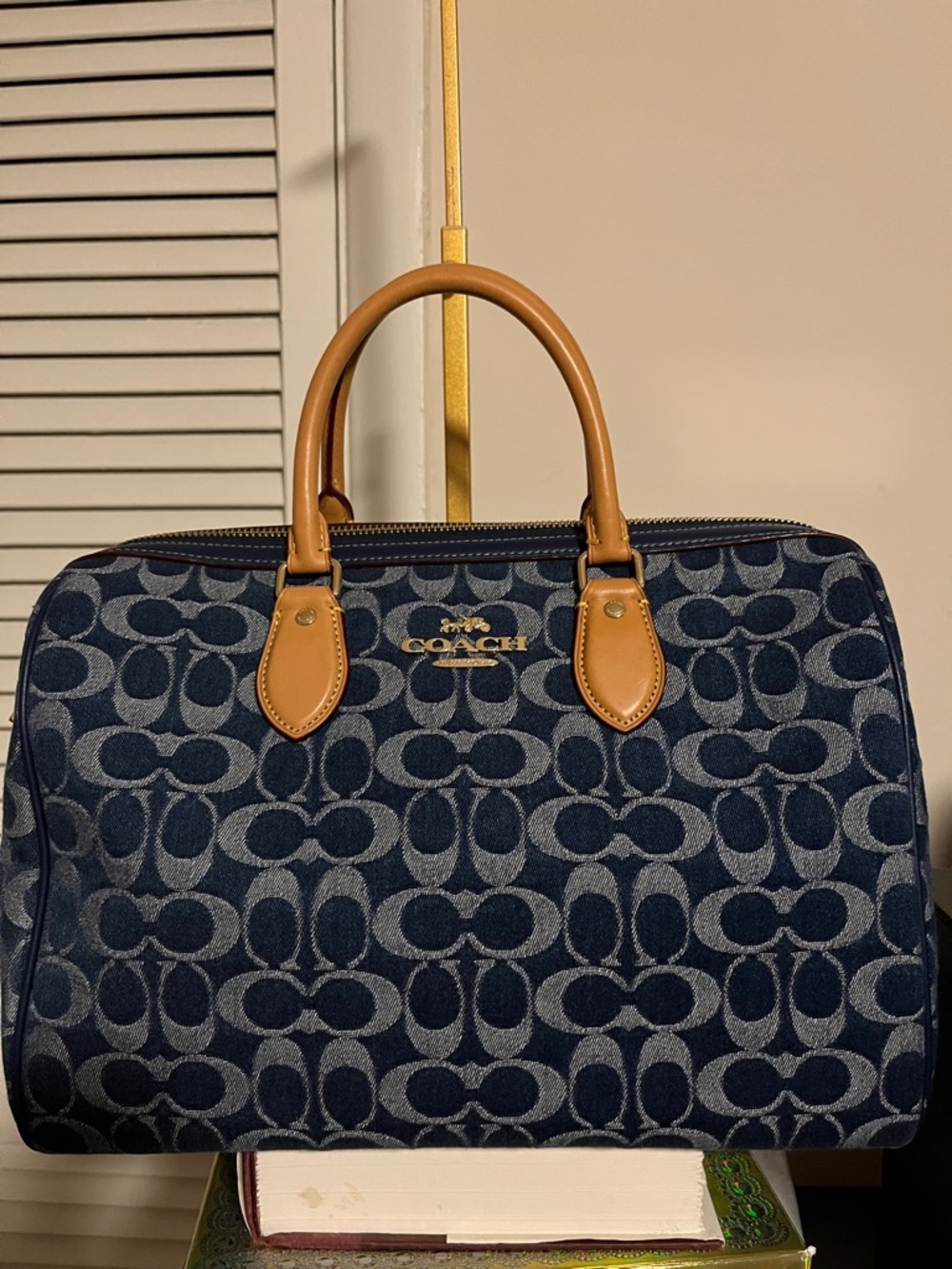 Coach Rowan Large Satchel Bag in Signature Denim Canvas - Picture 4 of 15